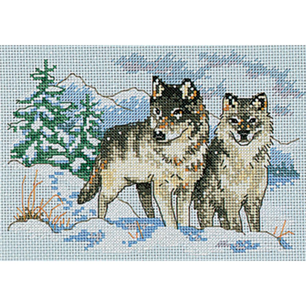 (image for) Mini A Pair Of Wolves Counted Cross Stitch Kit